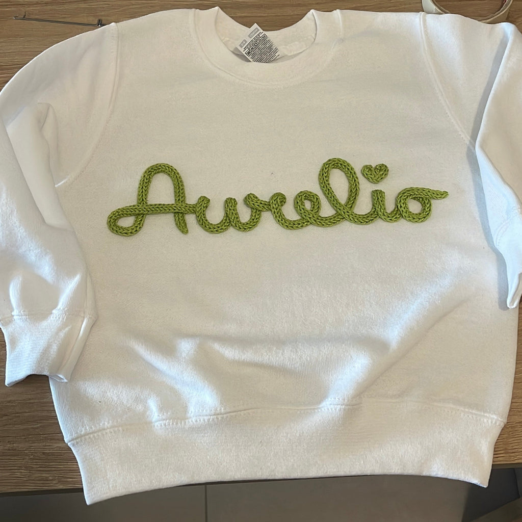 Personalizza: Felpa bambino con nome in tricotin