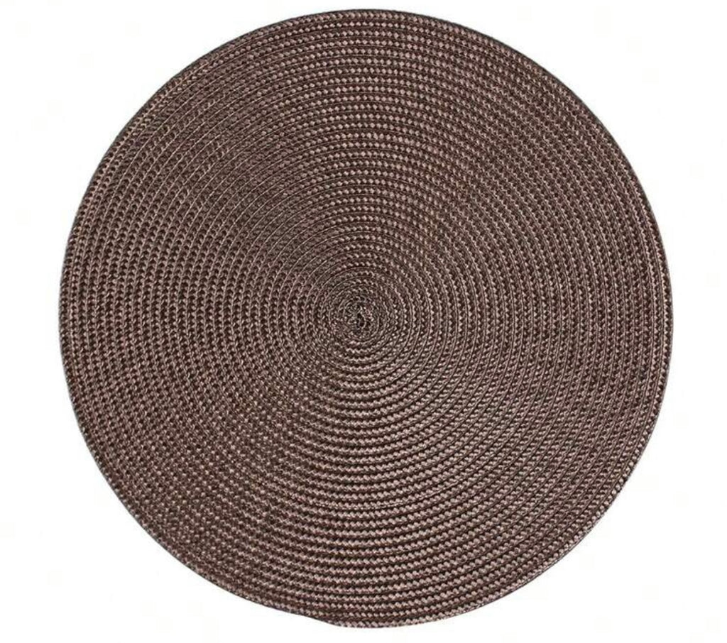 Tovaglietta sottopiatto tonda in paglia con nome multicolor