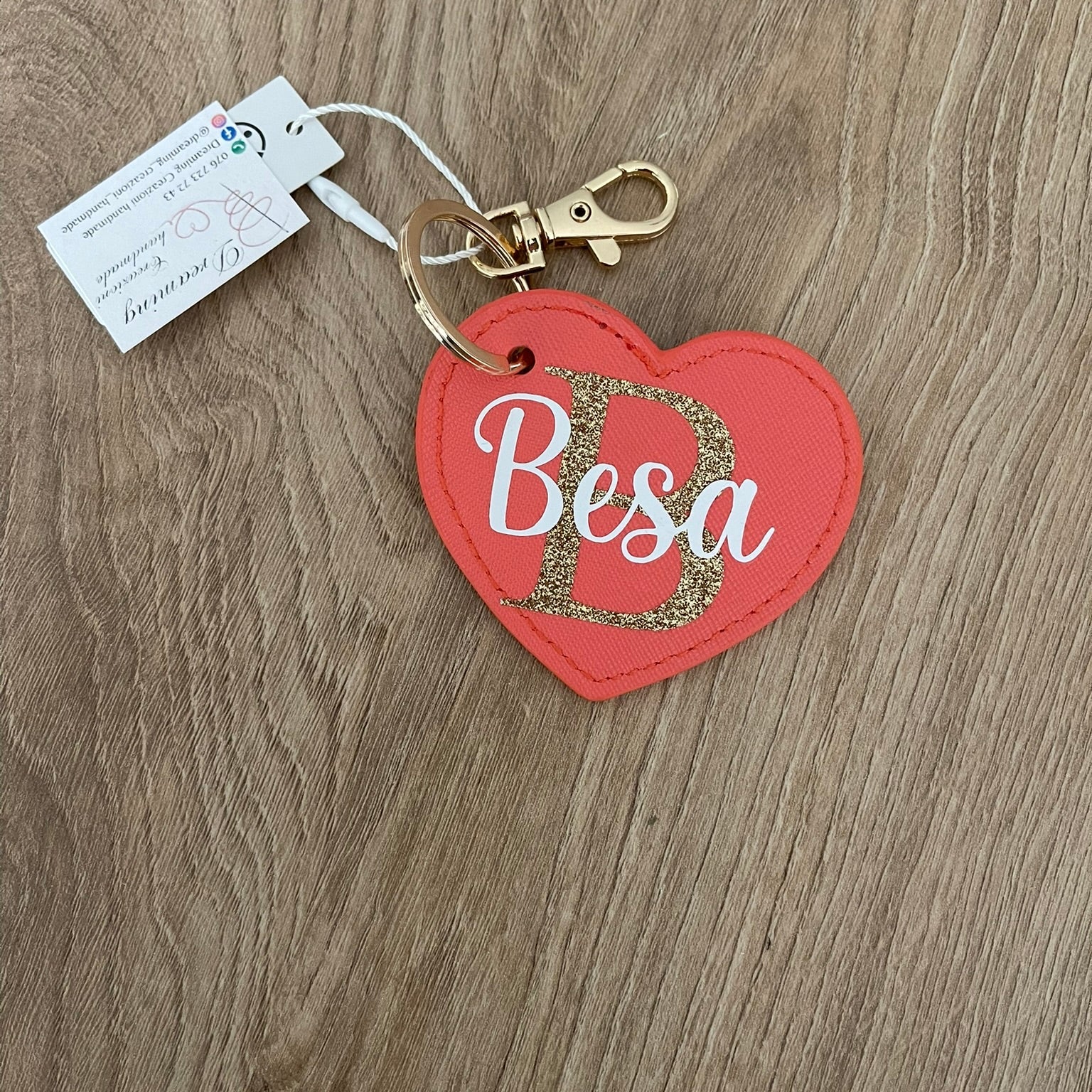 Portachiavi in similpelle cuore personalizzabile