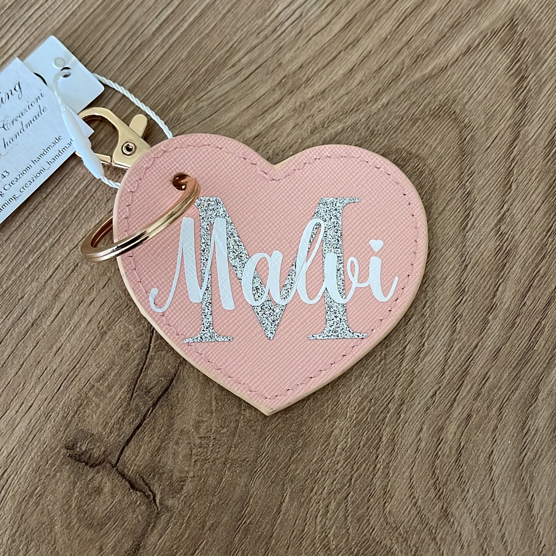 Portachiavi in similpelle cuore personalizzabile