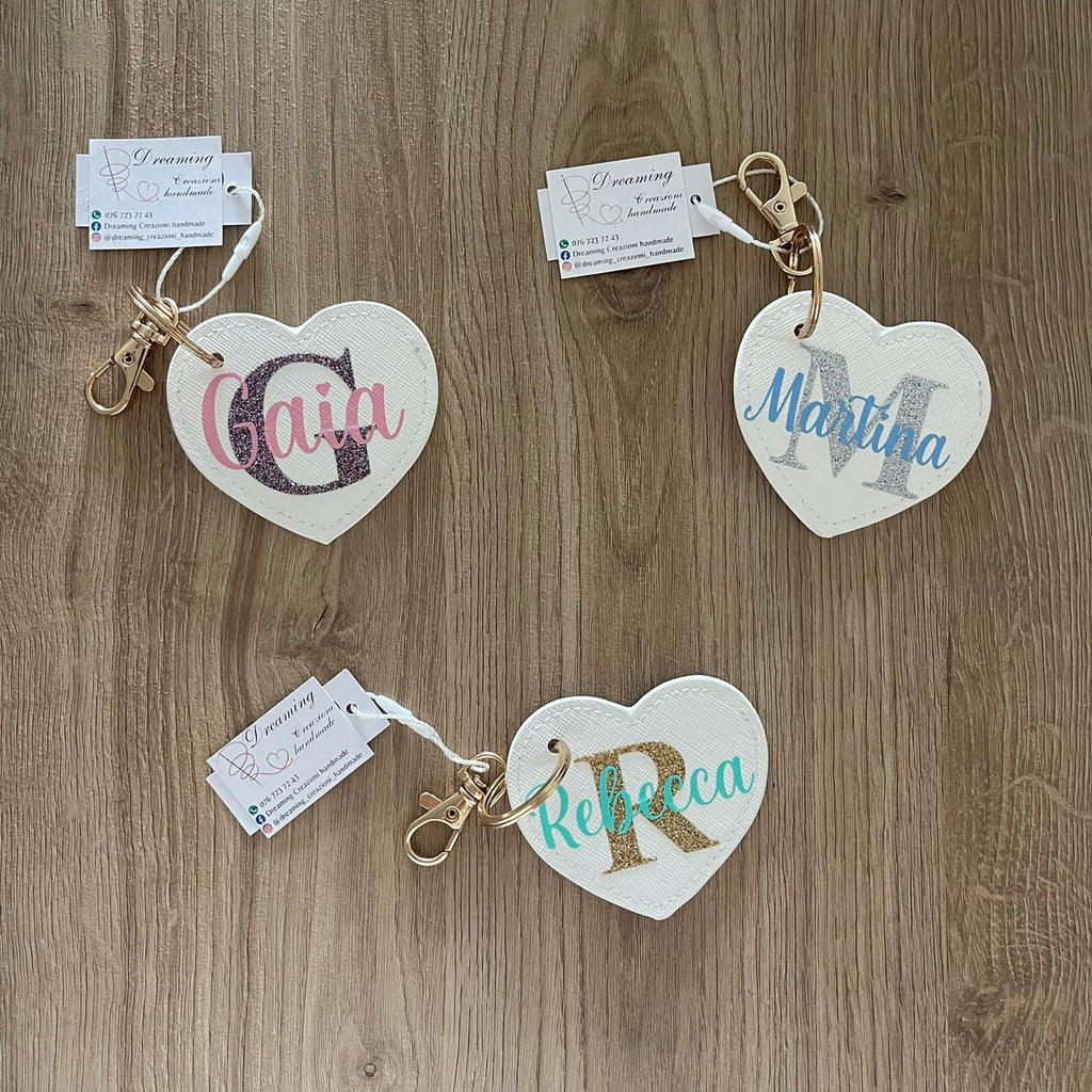 Portachiavi in similpelle cuore personalizzabile
