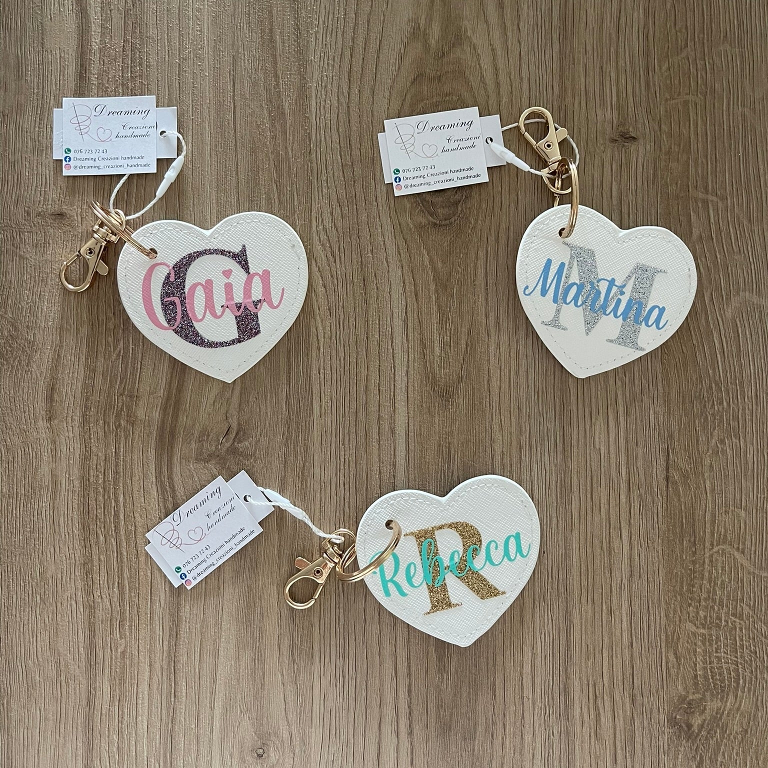 Portachiavi in similpelle cuore personalizzabile