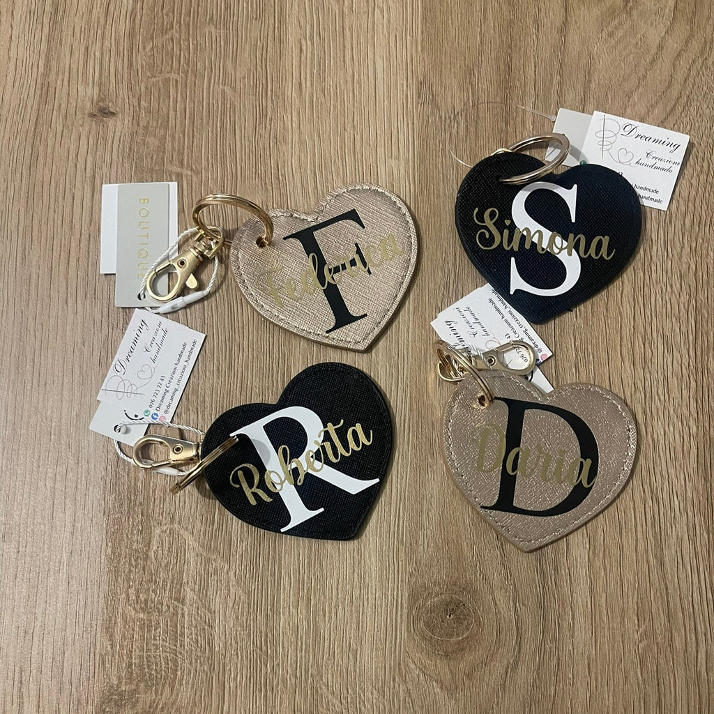 Portachiavi in similpelle cuore personalizzabile
