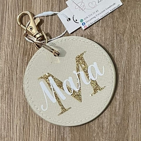 Portachiavi in similpelle tondo personalizzabile