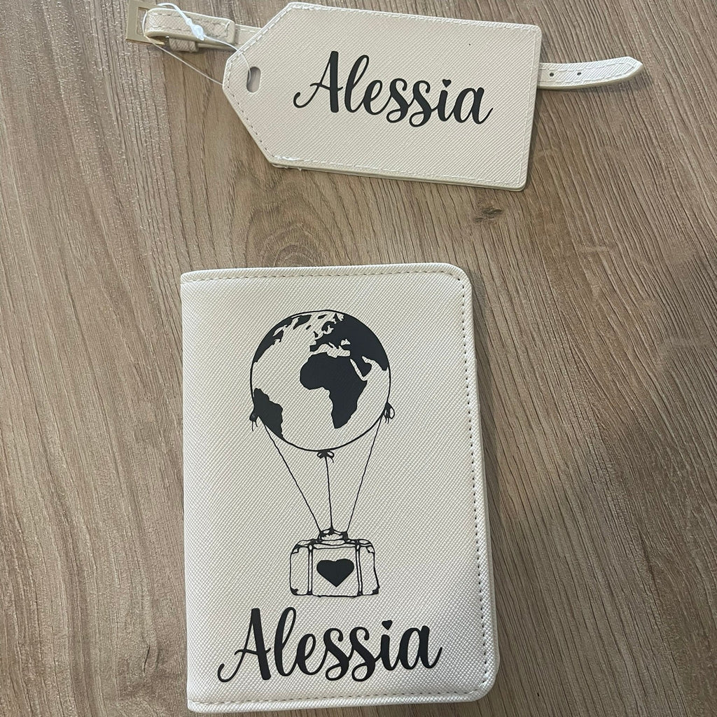 Set Porta passaporto + etichetta valigia in similpelle