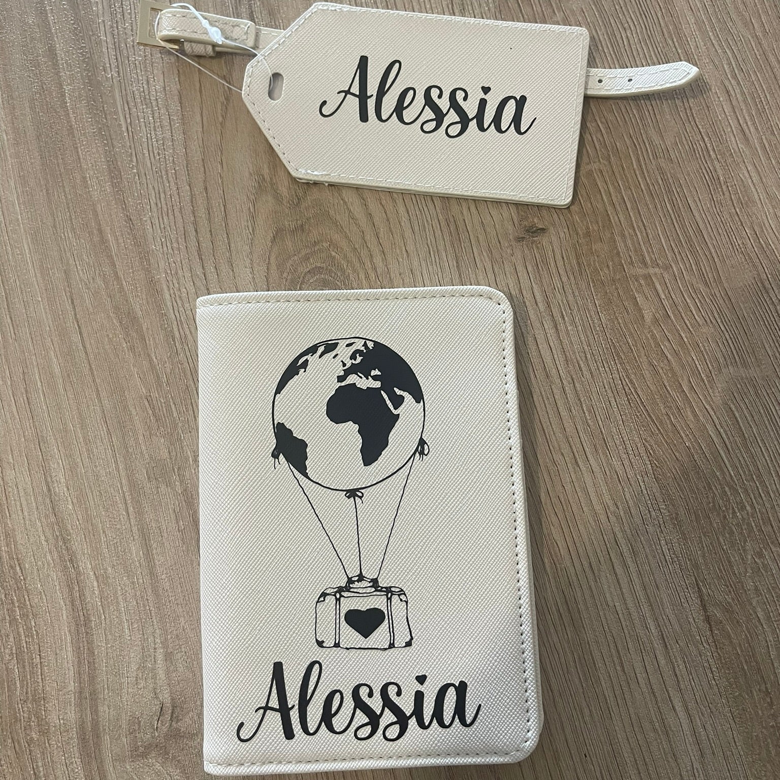Set Porta passaporto + etichetta valigia in similpelle