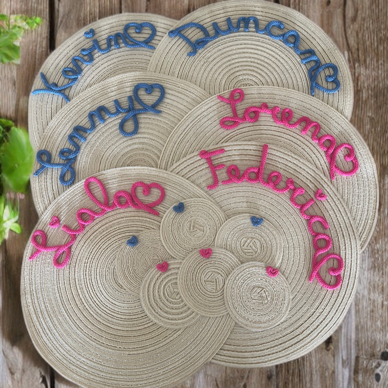 Set tovaglietta sottopiatto tonda + sottobicchiere  in cotone e poliestere