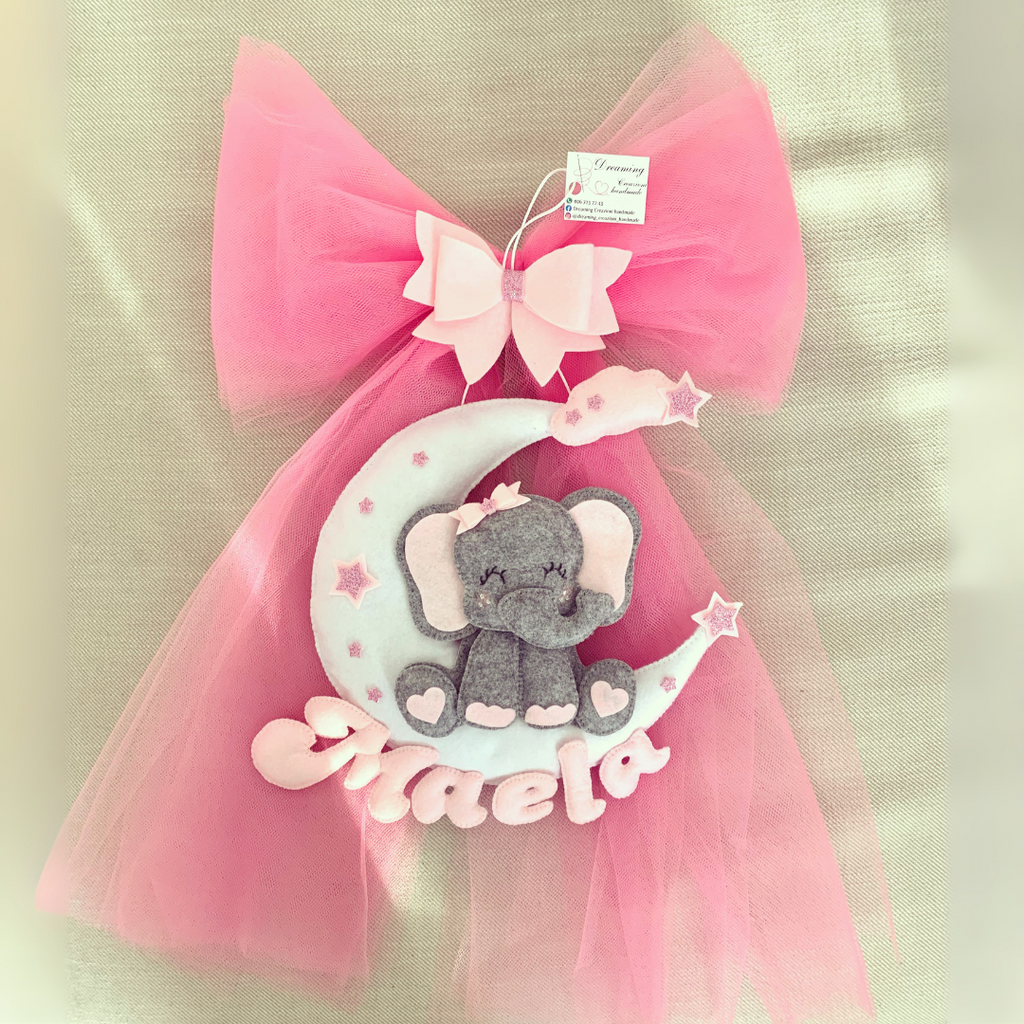 Fiocco nascita Elefantino su luna