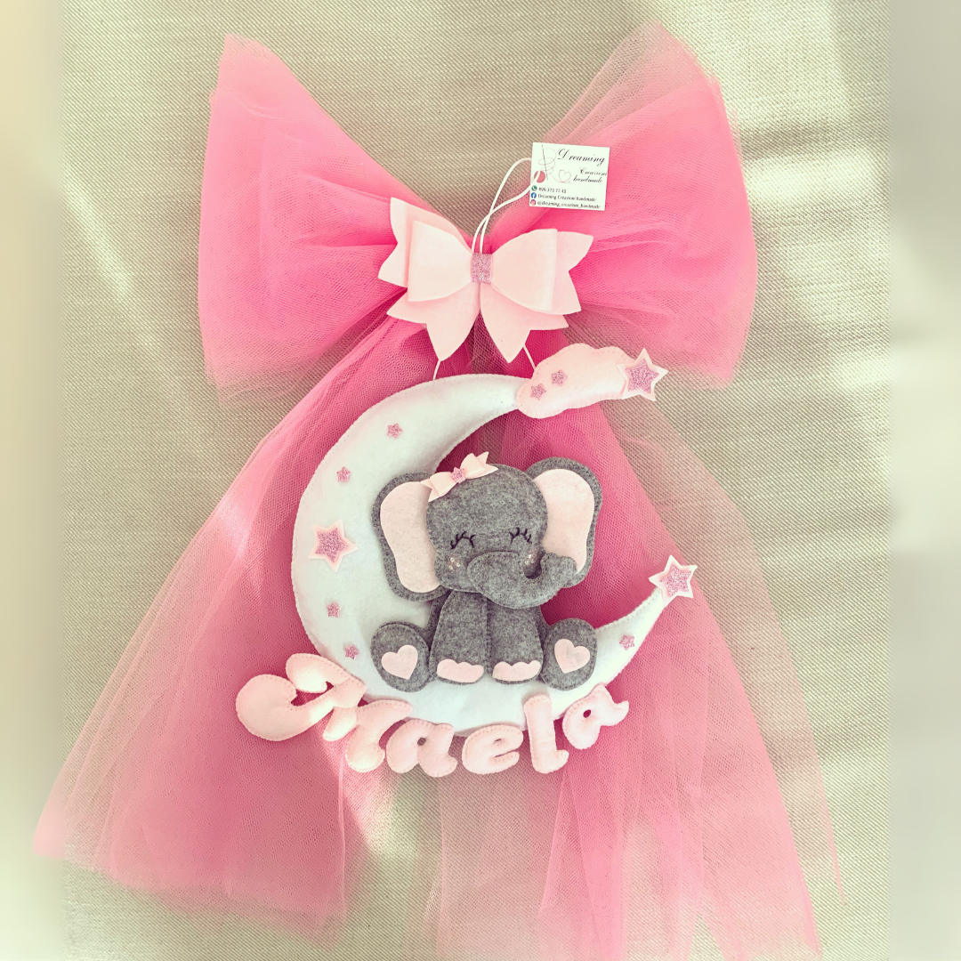 Fiocco nascita Elefantino su luna