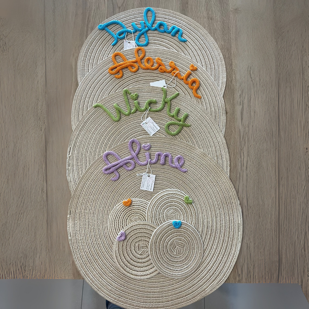 Set tovaglietta sottopiatto tonda + sottobicchiere  in cotone e poliestere