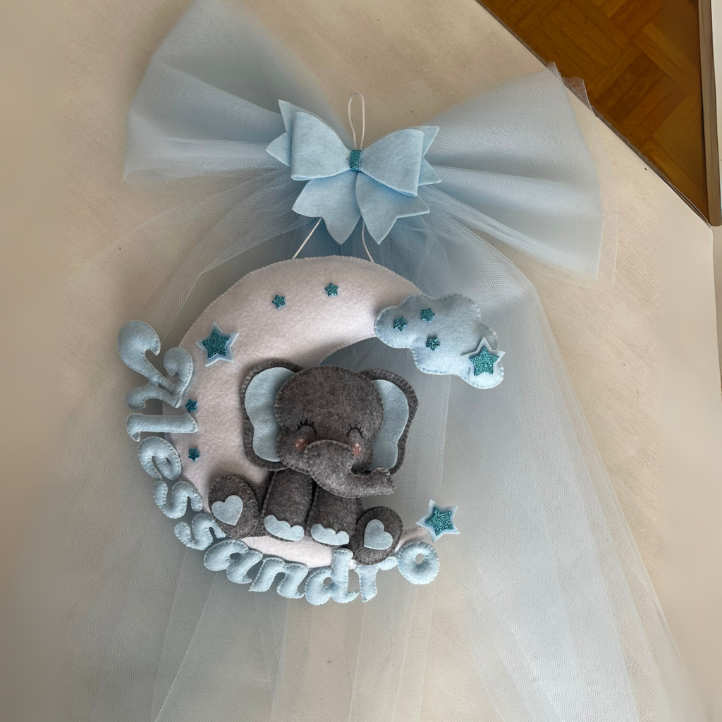 Fiocco nascita Elefantino su luna