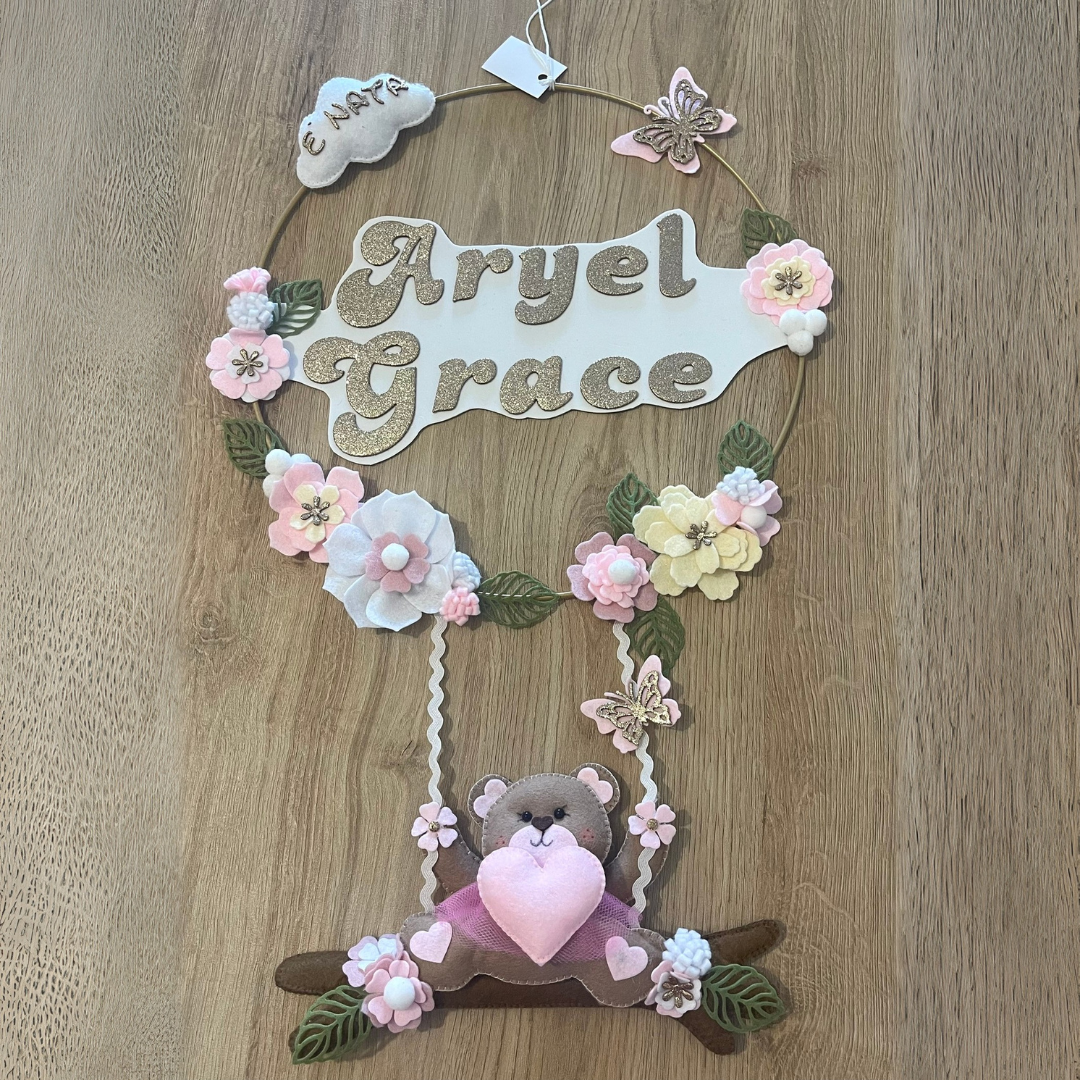 Fiocco nascita orsetto tra i fiori