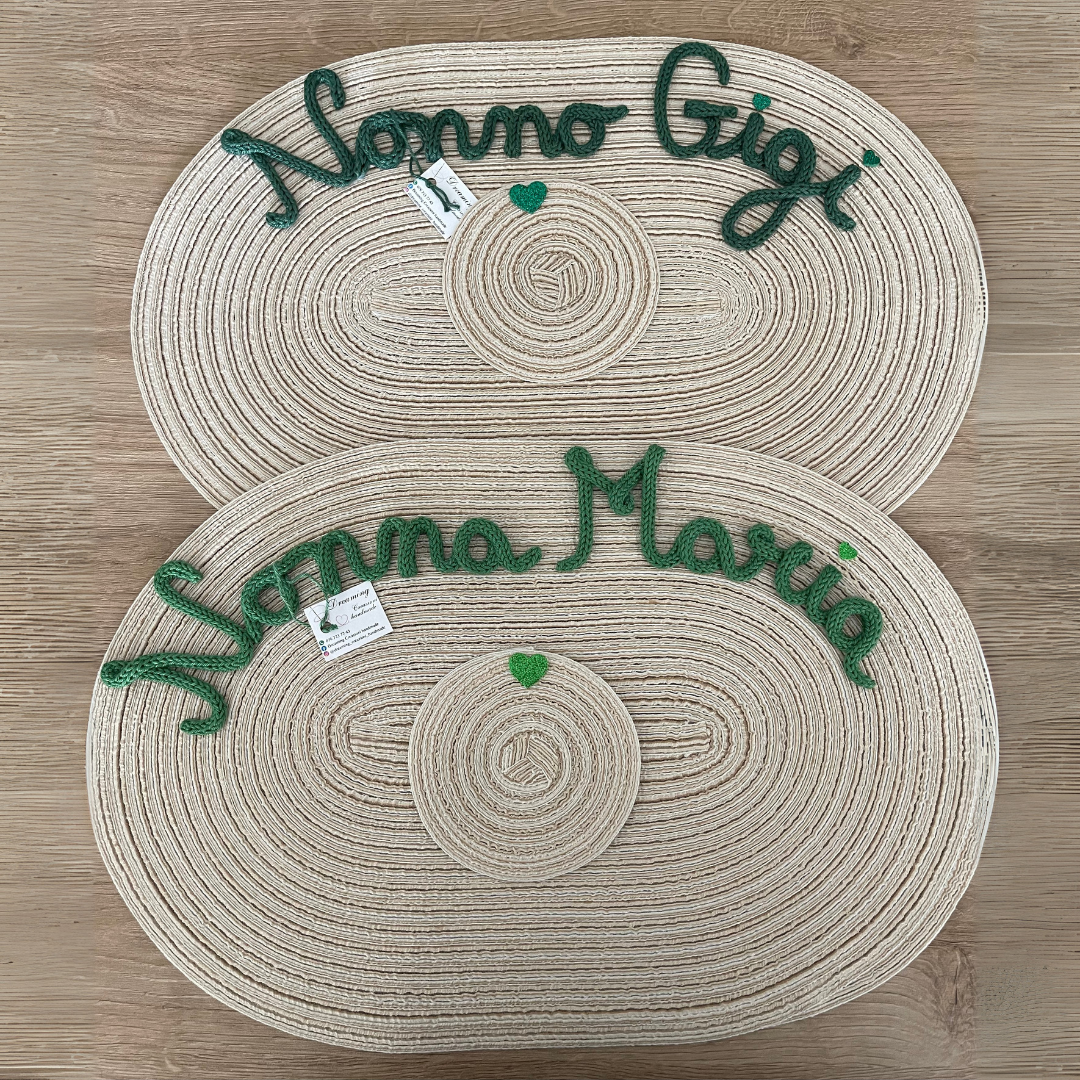 Set tovaglietta sottopiatto ovale + sottobicchiere  in cotone e poliestere