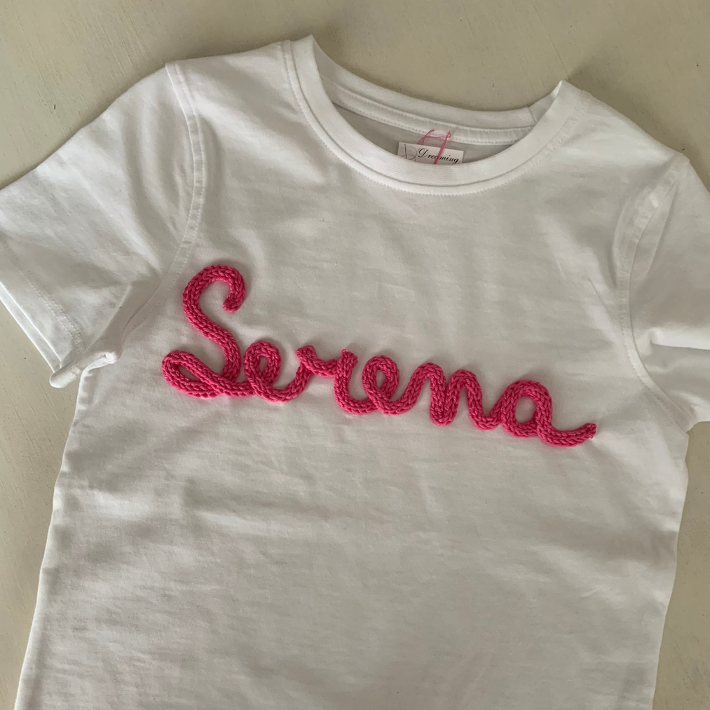 Personalizza: T-shirt bambino con nome in tricotin